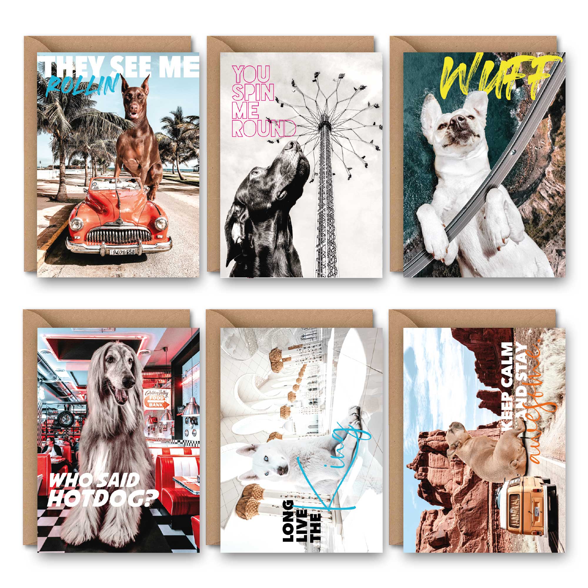 Modernes Postkartenset für Hundefreunde