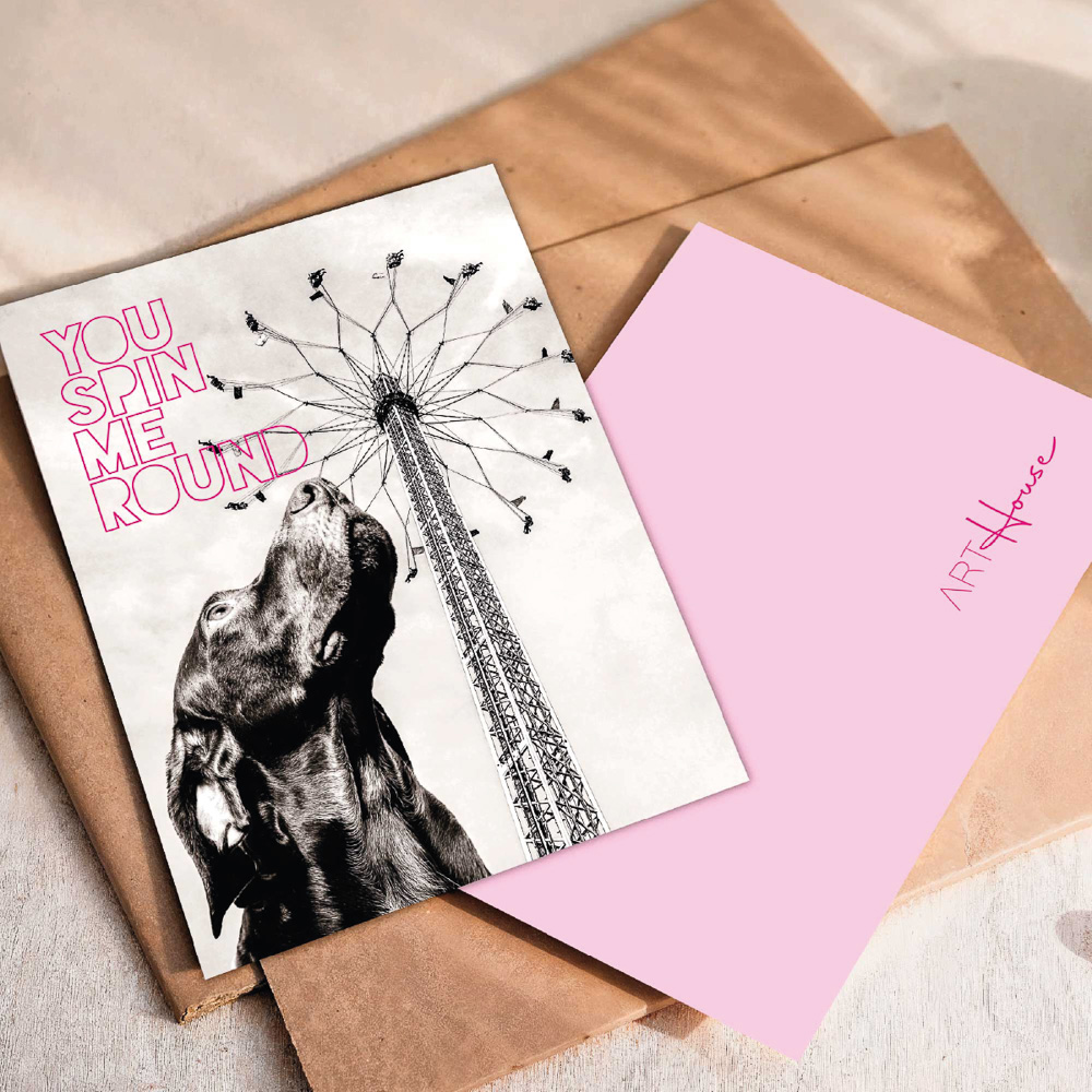 You Spin Me Round - Postkarte für Hundefreunde